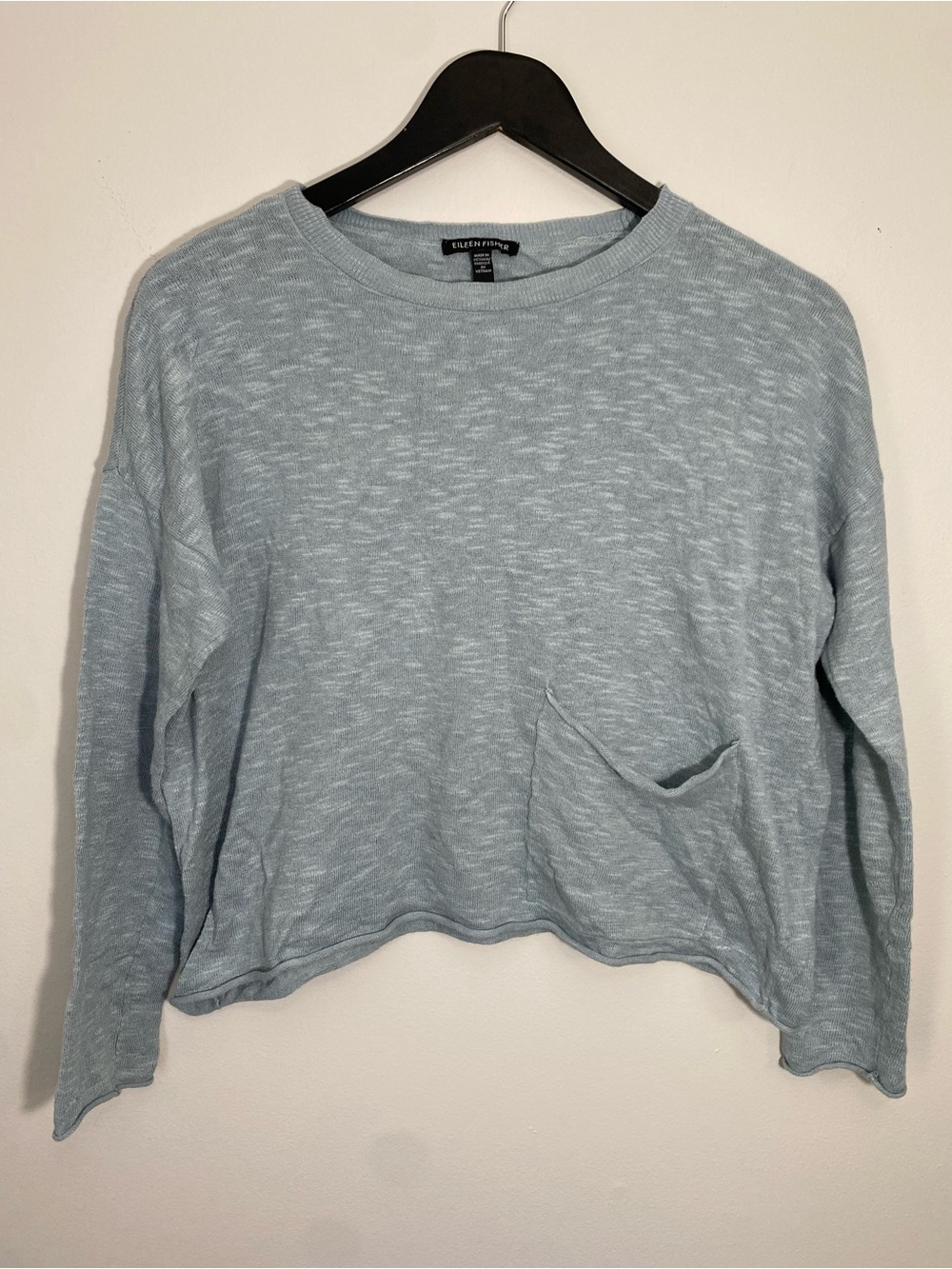 Eileen Fisher Soft Sky Blue Long-Sleeve Linen-Blend Top XXS